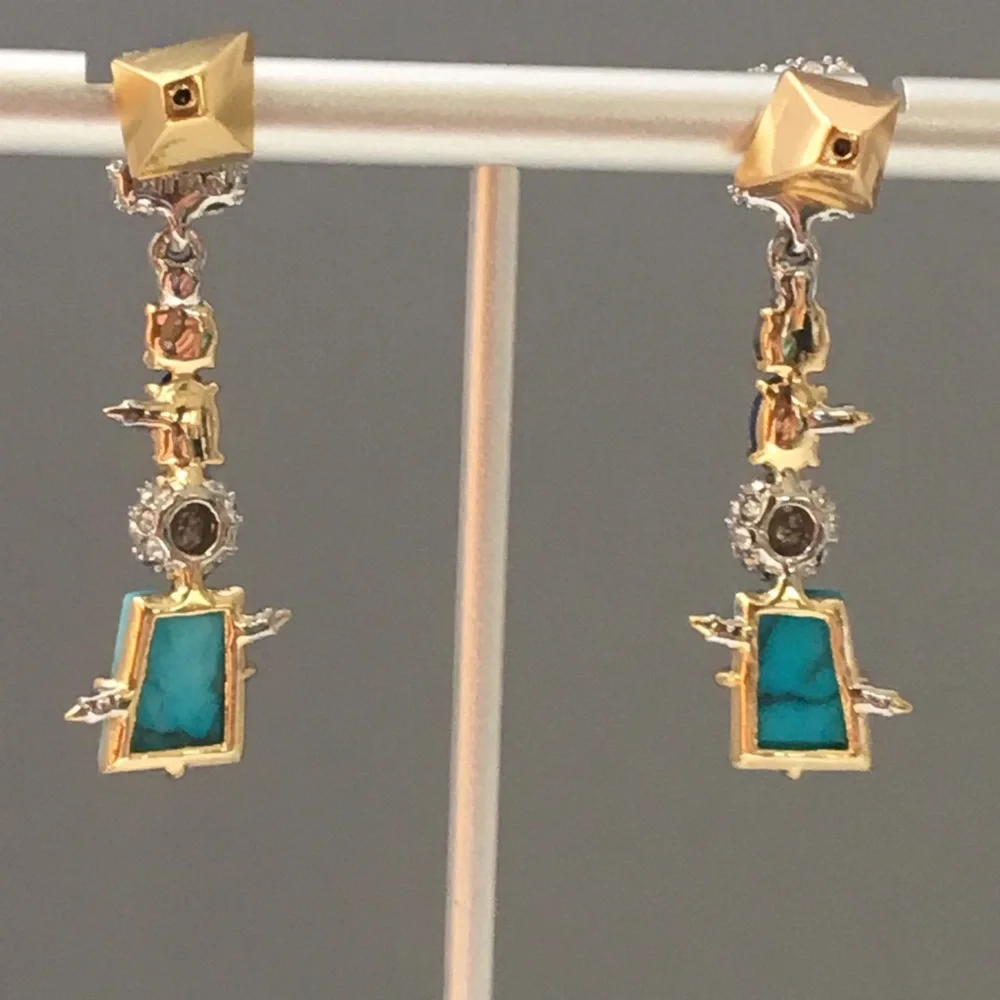 ALEXIS BITTAR • Elements Stone Lapis Turquoise Linear Earrings